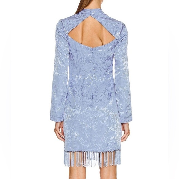 NWT Jonathan Simkhai Vivian Jacquard Mini Dress Long Sleeve Fringe Periwinkle 2 - Picture 2 of 14